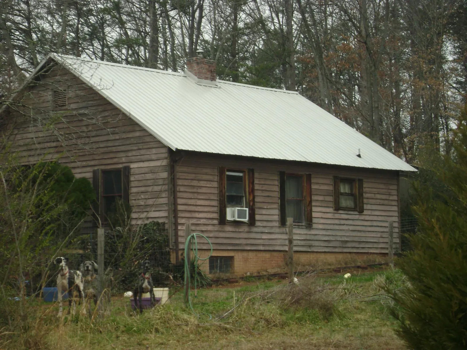 White metal roof on an old wood sided farmhouse, from a Metal Roof Installation job in Miller Place